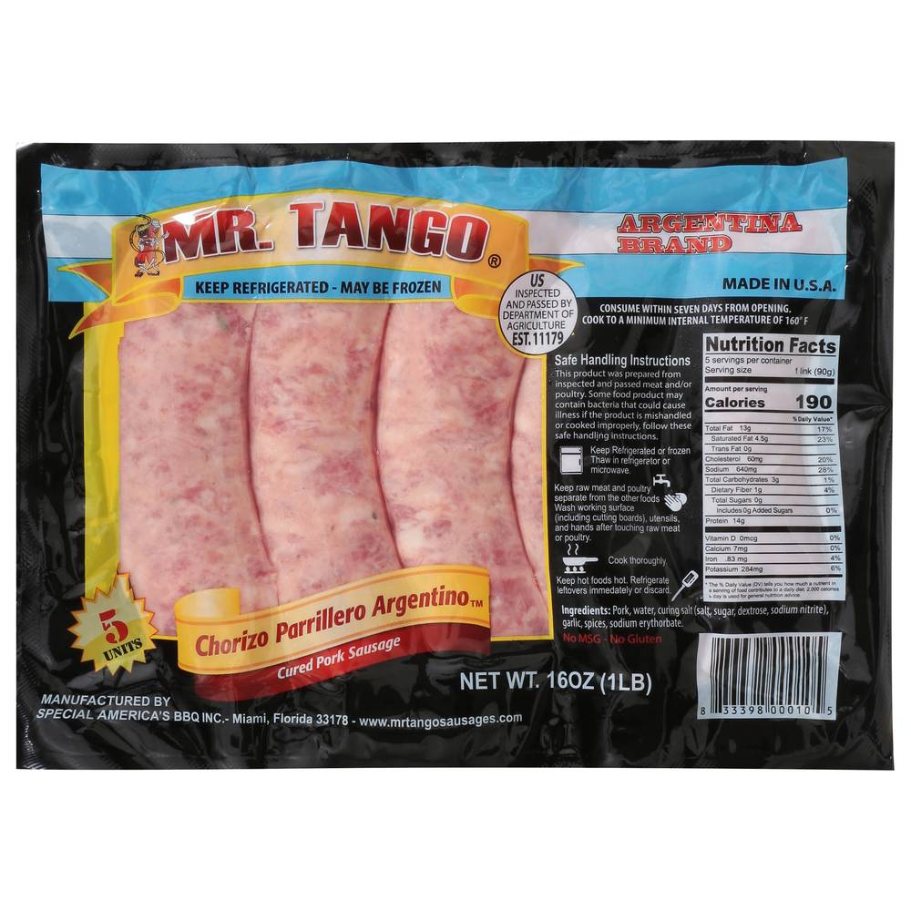 Mr. Tango Chorizo Argentino Cured Pork Sausage