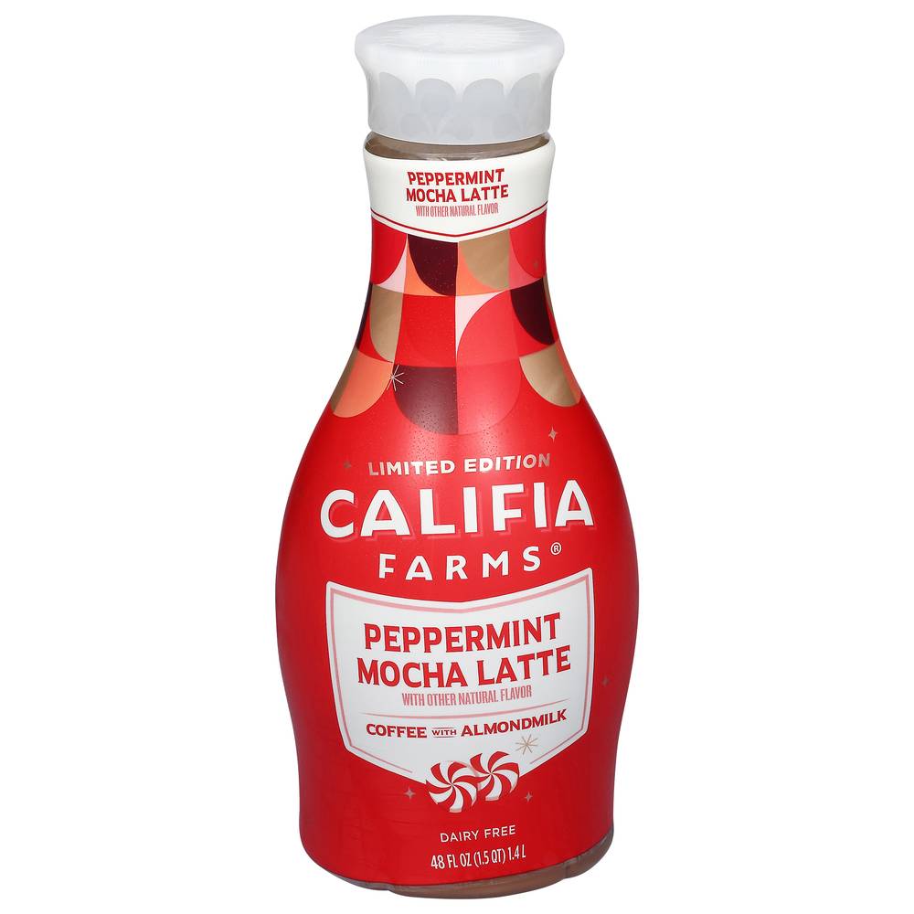 Califia Farms Dairy Free Peppermint Mocha Latte Coffee With Almondmilk (48 fl oz)