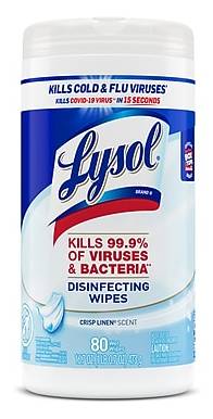 Lysol Disinfecting Wipes, Crisp Linen, 80 Wipes/Pack (1920089346)