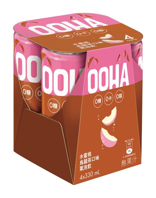 OOHA氣泡飲水蜜桃烏龍茶330ml <330ml毫升 x 1 x 4Can罐>