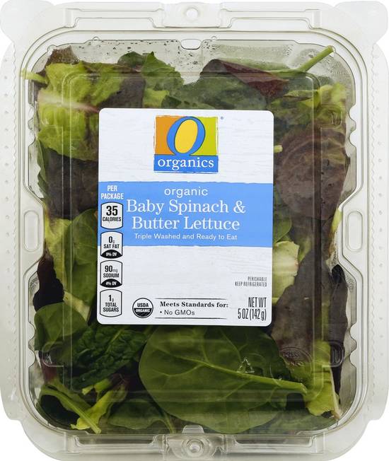 Order O Organics · Baby Spinach and Butter Lettuce (5 oz) food online from Safeway store, Eureka on bringmethat.com