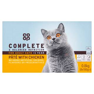 Co-op Complete Nutrition Gourmet Pâté for Cats with Chicken 1 + Years 8 x 100g