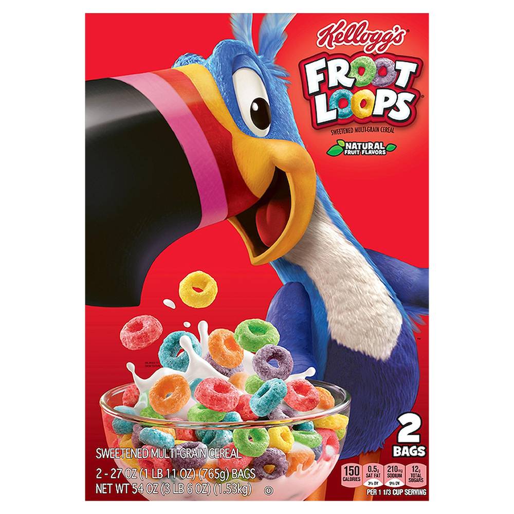 Kellogg's Froot Loops Sweetened Multi Grain Cereal (54 oz, 2 ct)