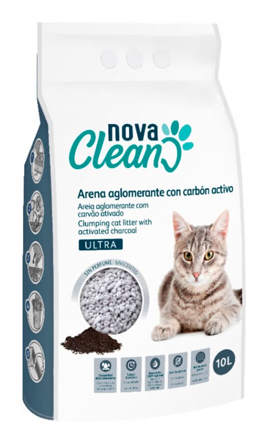 Nova Clean Ultra Lecho Aglomerante Carbón para gatos 10L