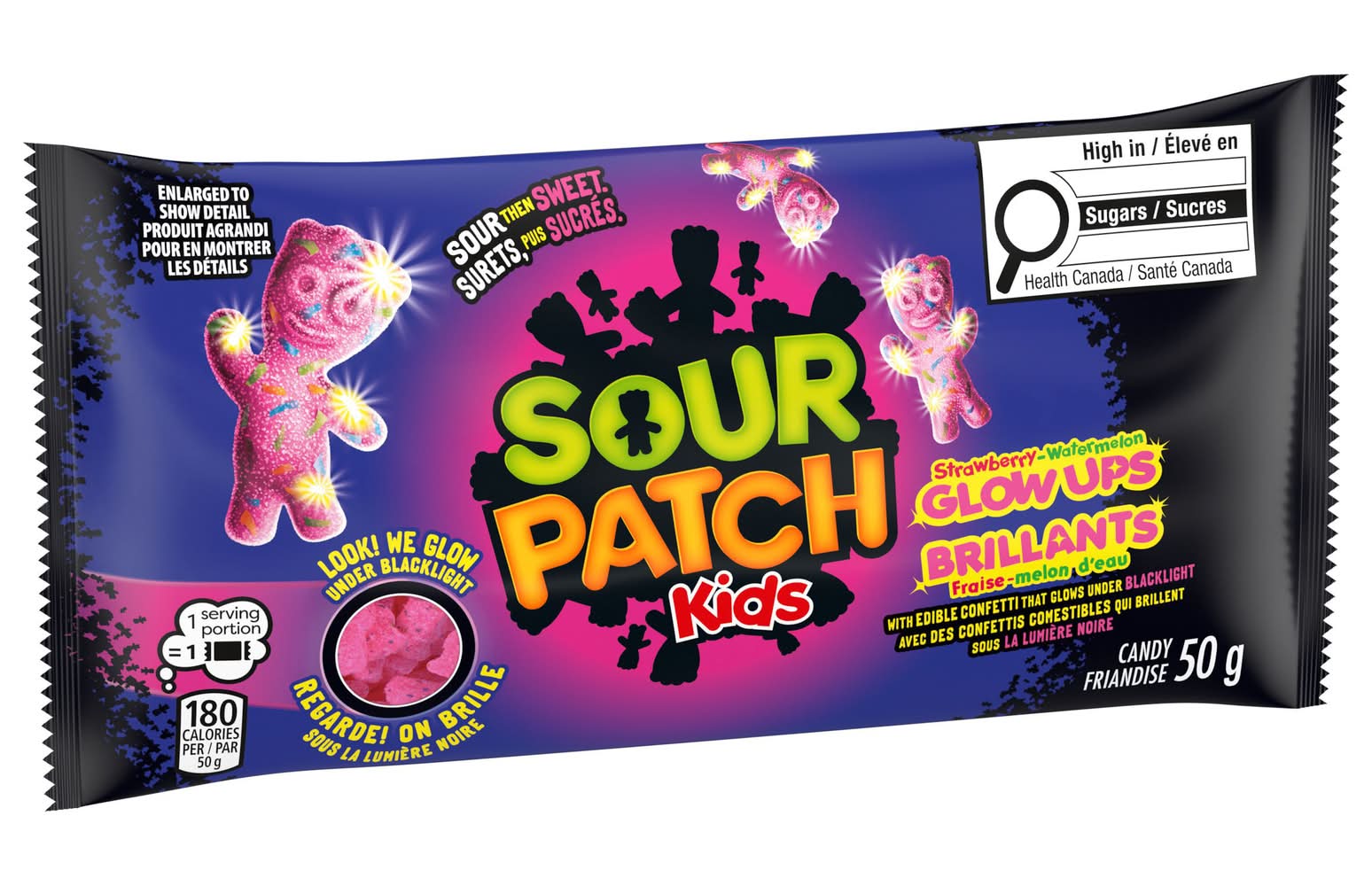 Sour Patch Kids Glow Ups Soft & Chewy Candy, Strawberry-Watermelon (50 g)