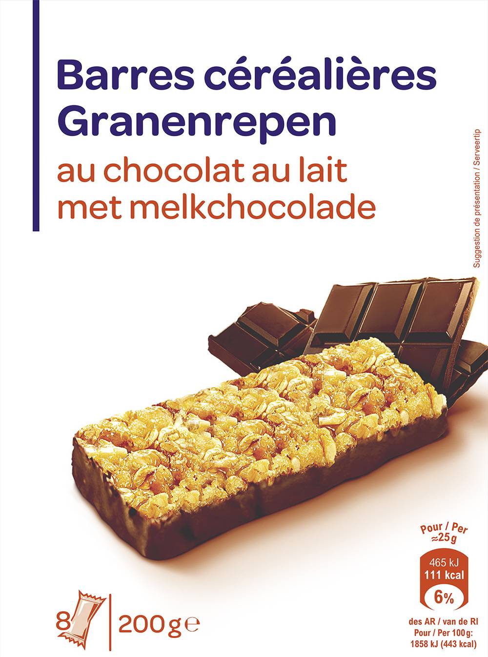 Produits Blancs Carrefour - Barres de céréales au chocolat au lait