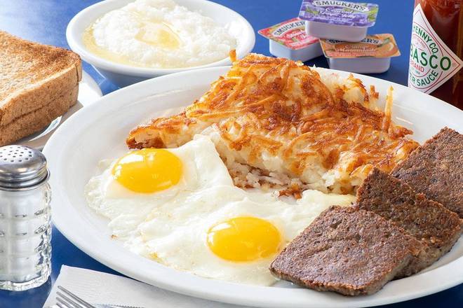 Order Two Eggs & Scrapple food online from Bob And Edith'S Diner store, Alexandria on bringmethat.com