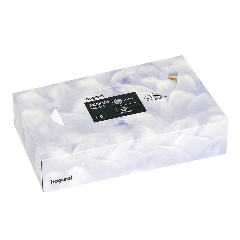 Caja de pañuelos faciales ultrasuaves HOGAREL 50 uds