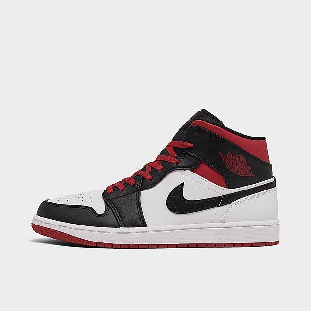 Jordan Men's Air Retro 1 Mid Casual Shoes, Size 11, White-Gym Red-Black