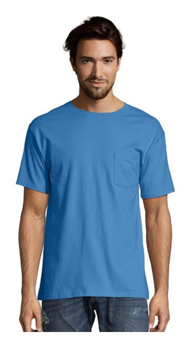 Hanes Men'S Short Sleeve Pocket Tee - Denim Blue Large
