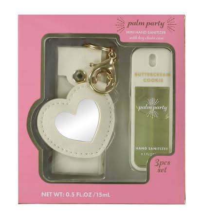 Palm Party Mini Hand Sanitizer With Key Chain Case Set 3-Pack Buttercream Cookie