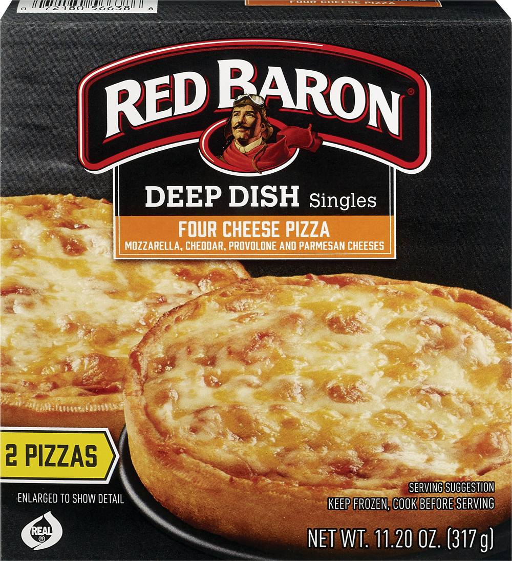 Red Baron Deep Dish Singles Four Cheese Pizzas, 2 Ct