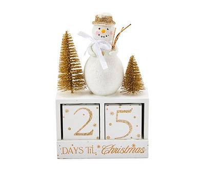 "Days Til Christmas" Snowman & Trees Tabletop Countdown Calendar