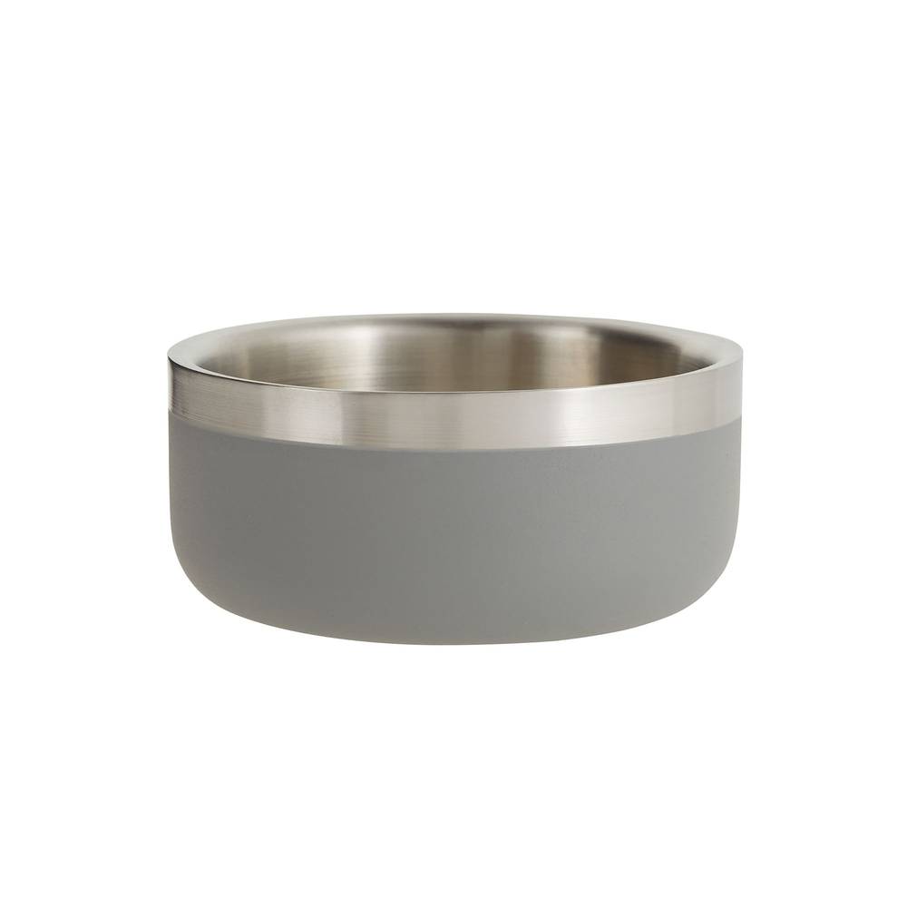 Full Cheeks Small Pet Insulated Bowl (12 fl oz/grey)