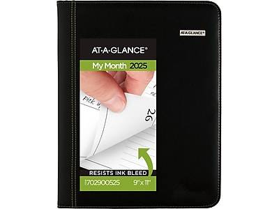 AT-A-GLANCE Executive Leather Padfolio, Black