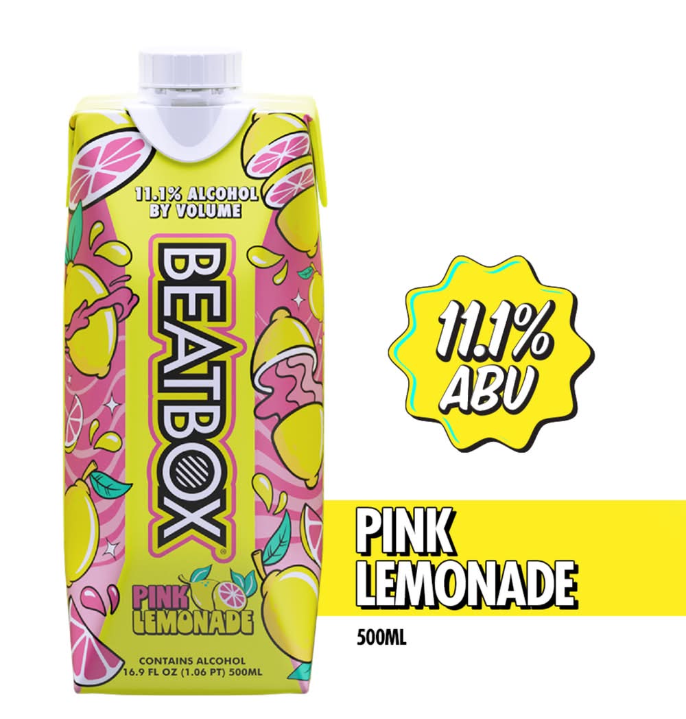 BeatBox The World's Tastiest Party Punch Hard Seltzer, Pink Lemonade (16.9 fl oz)