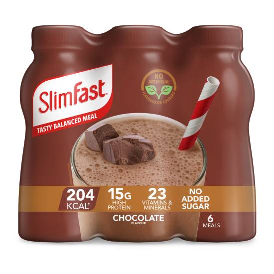 SlimFast Chocolate Flavour, Tasty Balanced Meal Ready To Drink Shake (6 x 325ml)