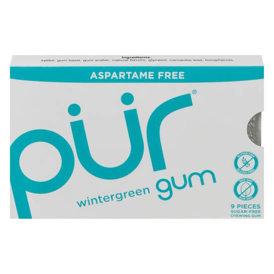 Pur Wintergreen Sugar Free Gum Aspartame Free (9 pieces)