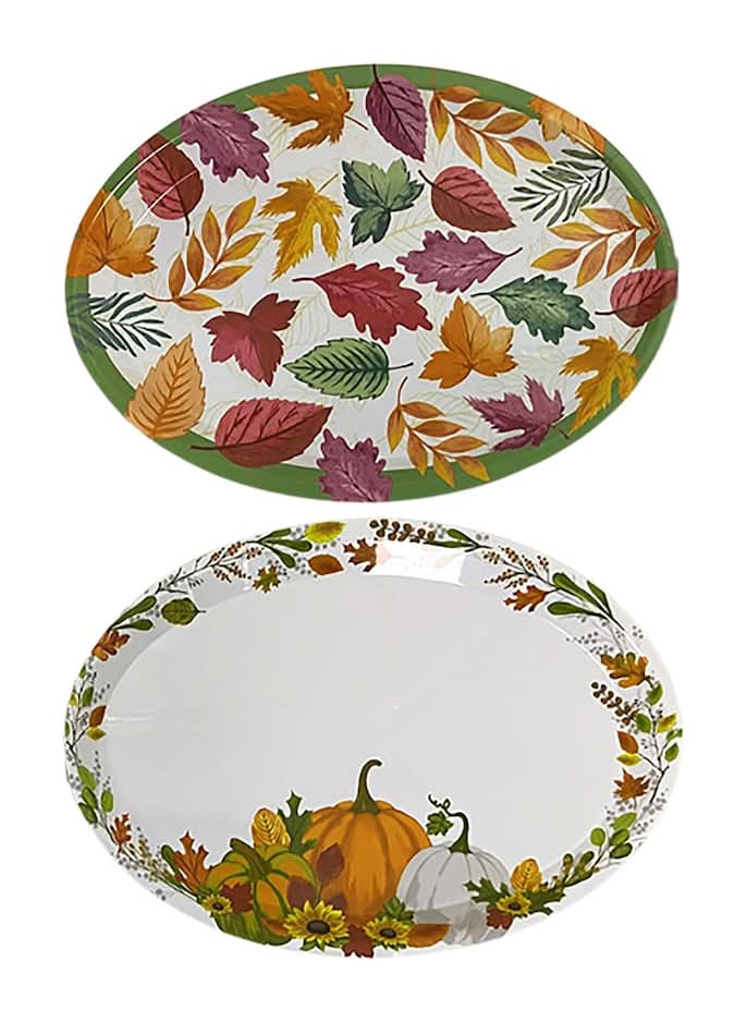 Harvest Theme Plastic Oval Platters, Assorted