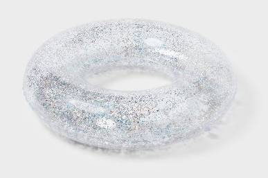 Sun Squad Inflatable Glitter Swim Tube, 36 in, Clear
