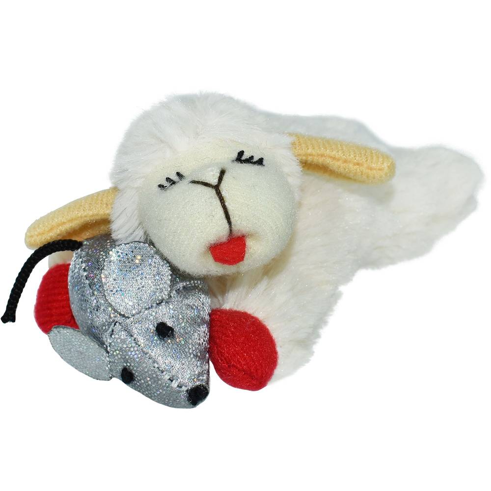 Multipet® Lamb Chop Holding Sparkle Mouse Cat Toy (Color: Multi Color)