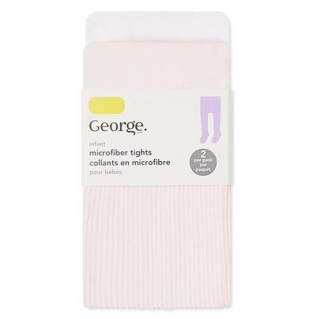 George Baby Girls'' Microfibre Tights 2-Pack (Color: White, Size: 3-12 Months)