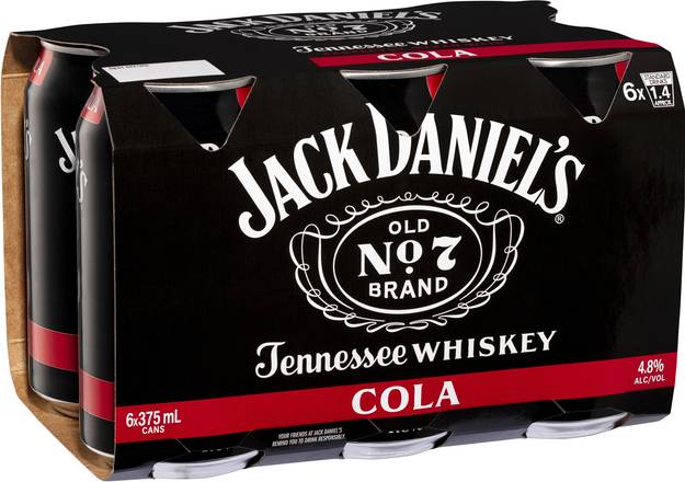 Jack Daniels & Cola Can 375mL  X 6 pack