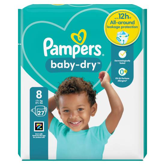 Pampers Baby-Dry 27 Dry Nights Nappies 8 17+kg 37+ Lbs