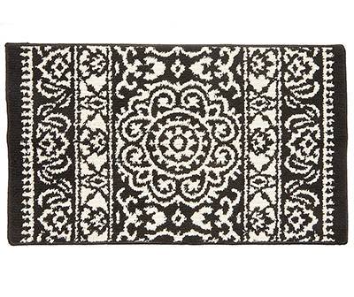 Black & White Ornate Fascination Area Rug, (20" x 34")