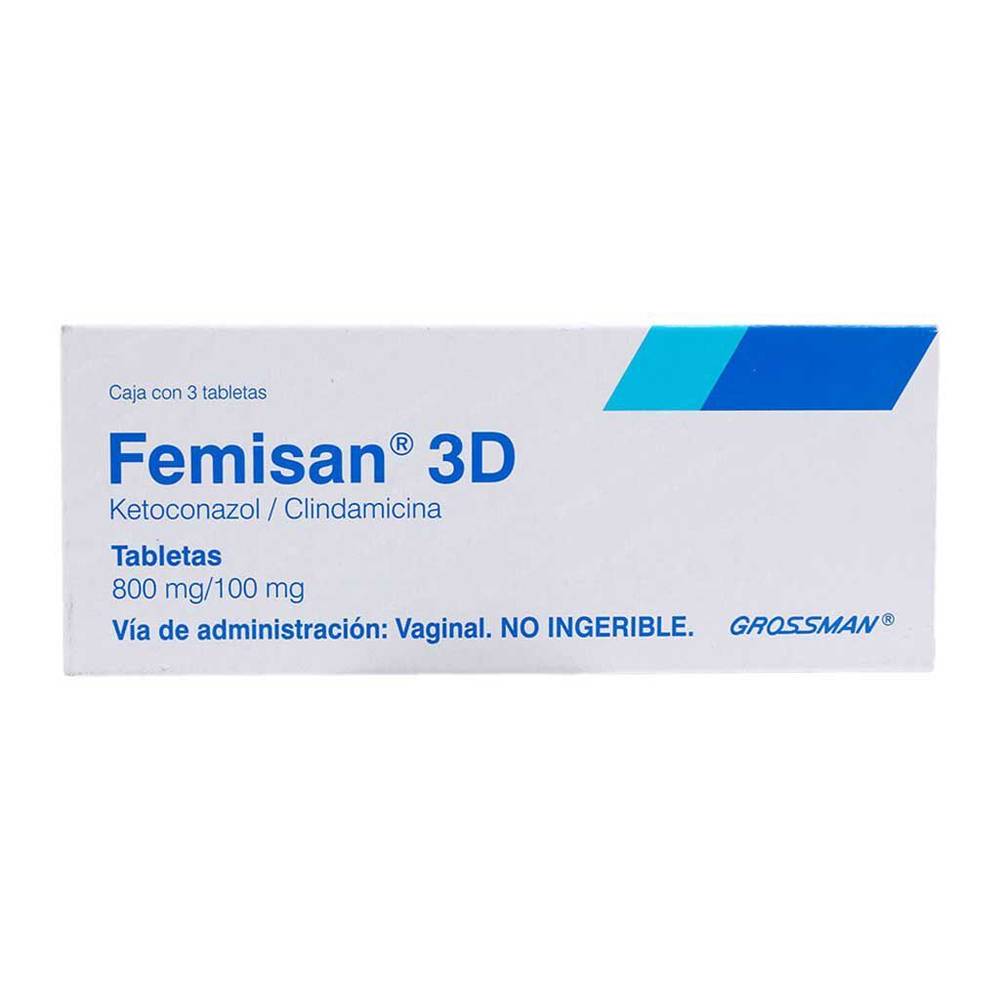 Grossman femisan 3d ketoconazol cápsulas 800 mg (3 piezas)