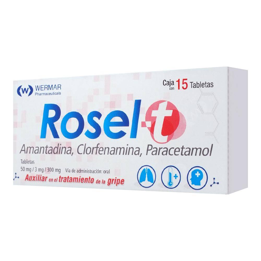 Wermar pharmaceuticals rosel-t tabletas 50 mg / 3 mg / 300 mg (15 piezas)