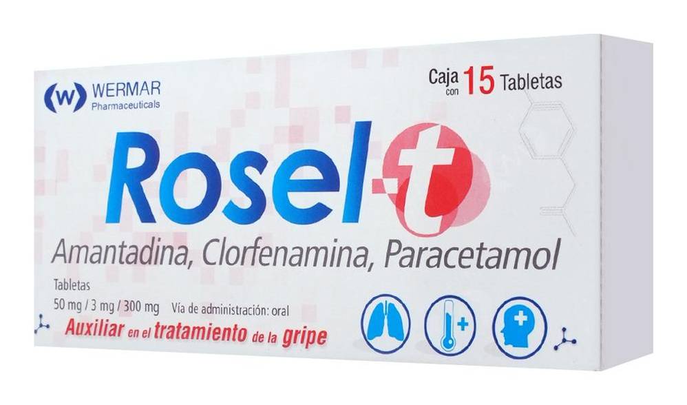 Wermar Pharmaceuticals · Rosel-t tabletas 50 mg / 3 mg / 300 mg (30 g)