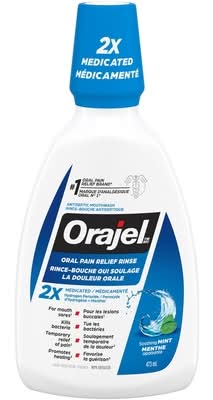 Orajel rinçage pour soulager la douleur buccale - oral pain relief rinse (menthe)