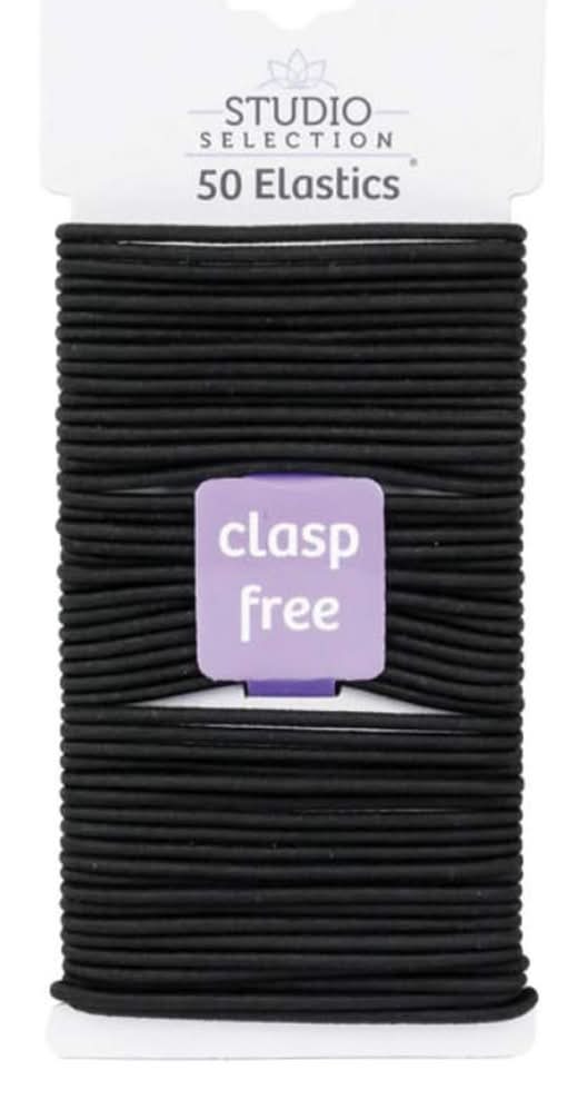 Studio Selection Black Elastics Hair Ties Clasp Free