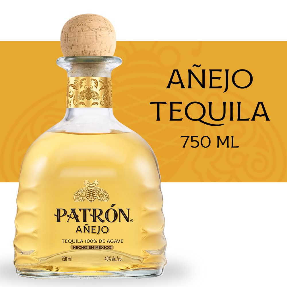 PATRÓN 100% De Agave Añejo Tequila (750 ml)