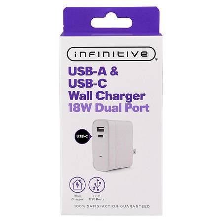 Infinitive Usb-A & Usb-C Wall Charger 18 W