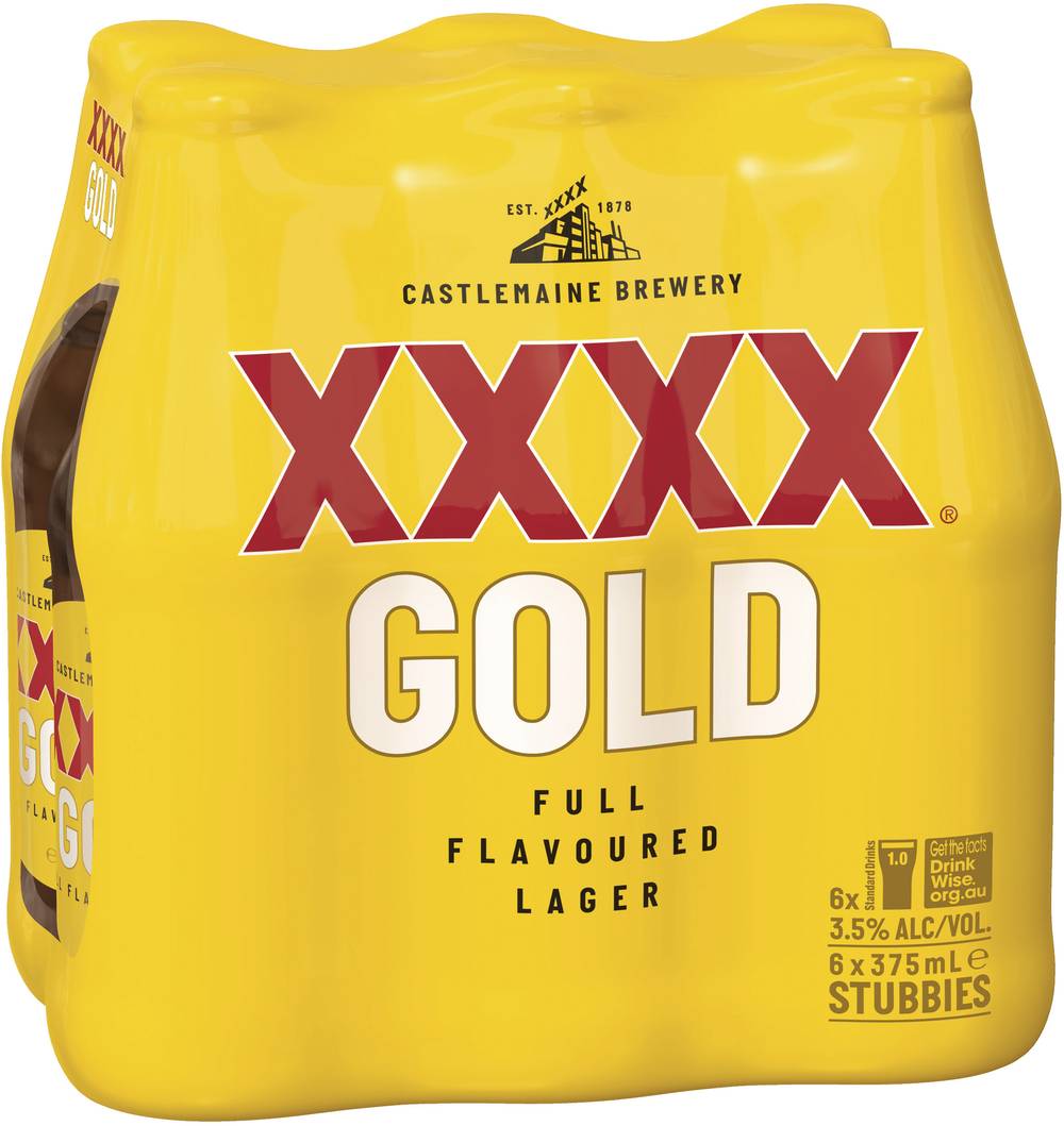 XXXX Gold Bottle 375mL X 6 pack