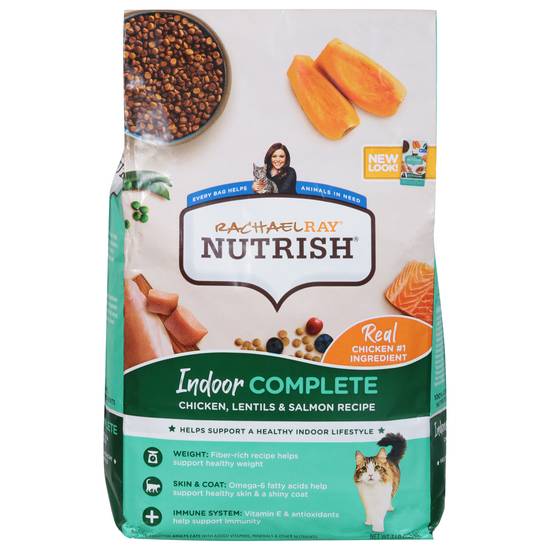 Rachael Ray Nutrish Indoor Complete Chicken, Lentils & Salmon Recipe Adults Food For Cats
