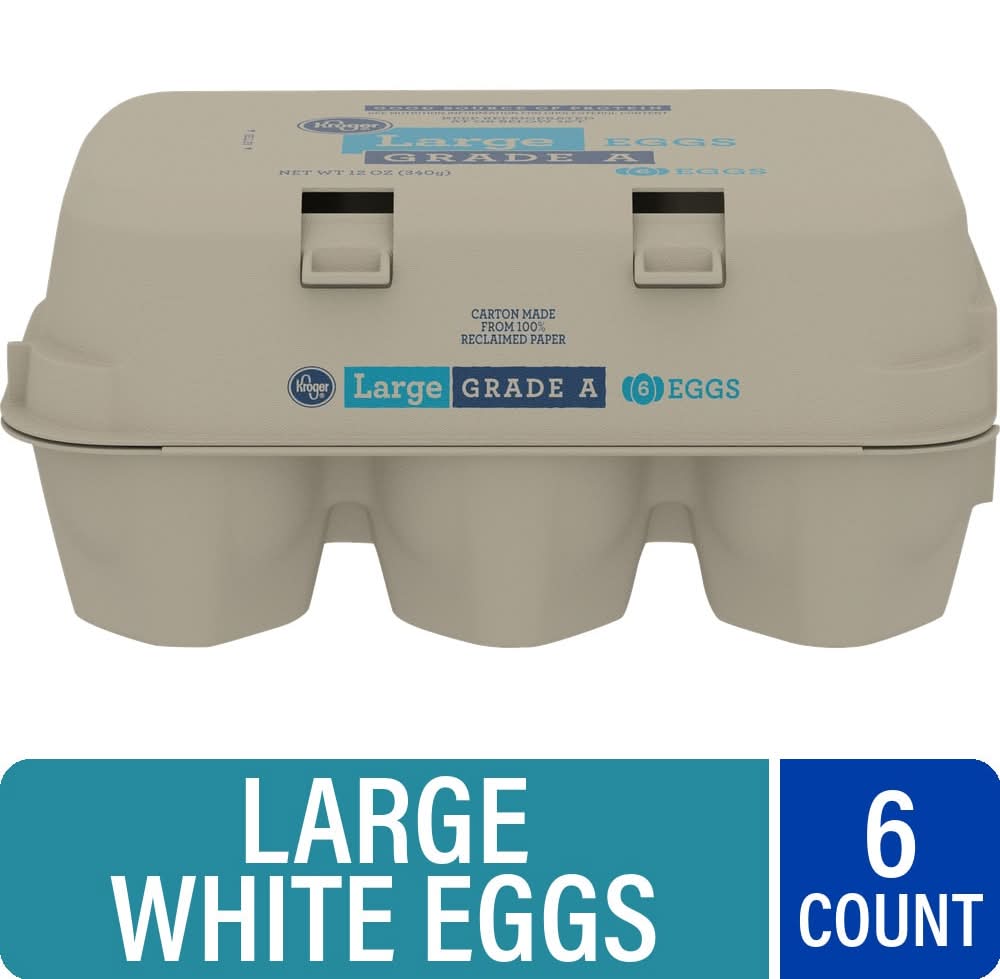 Kroger Grade a White Eggs, L (6 ct)