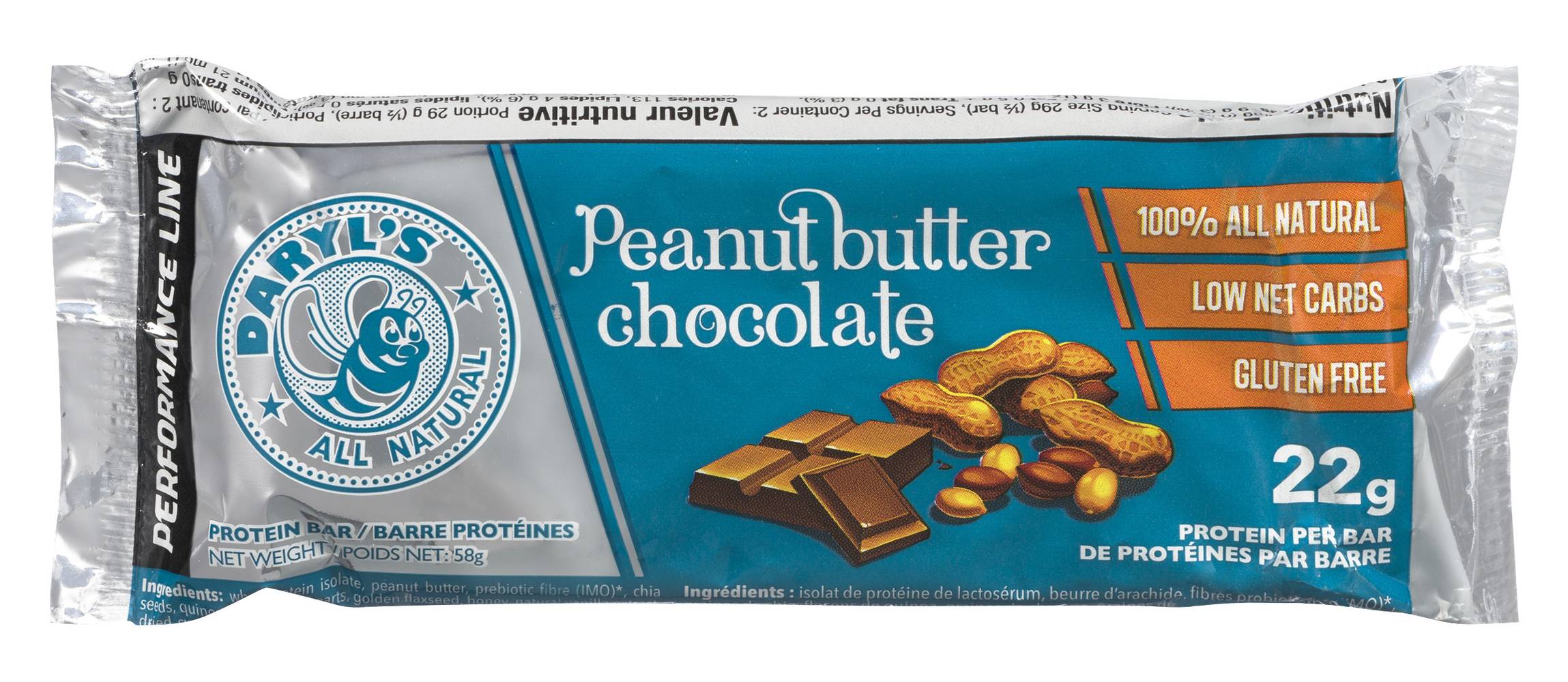 Daryl's Bars Proteined Bars, Peanut Butter - Chocolate (22 g)