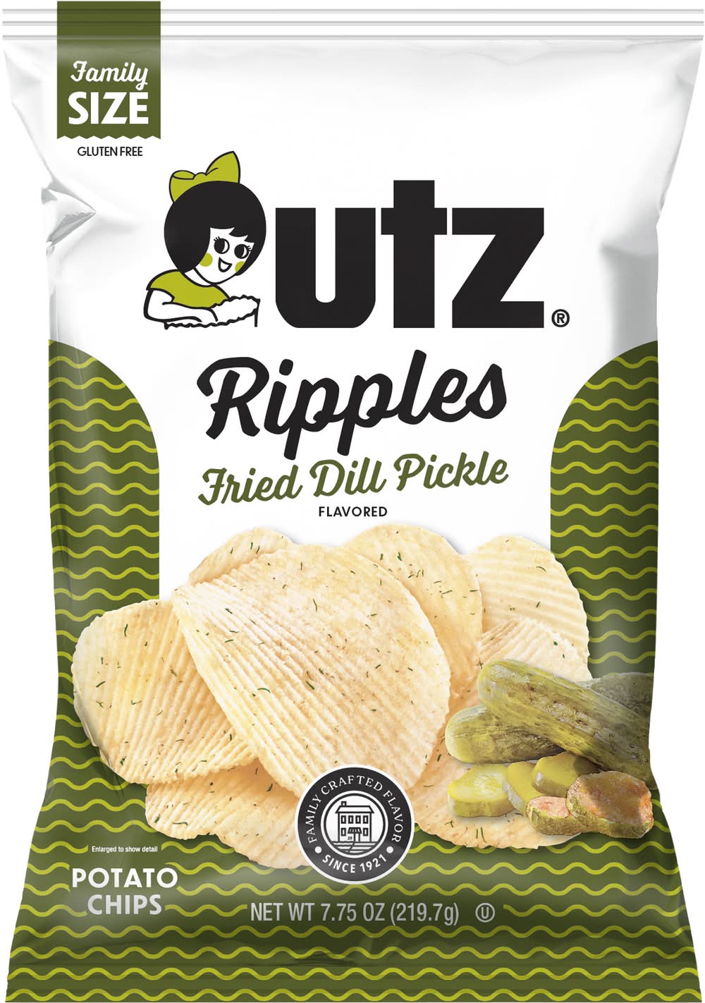 Utz Ripples Potato Chips, Fried Dill Pickle (7.75 oz)
