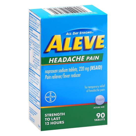 Aleve Naproxen Headache Pain Reliever / Fever Reducer (90 tablets)