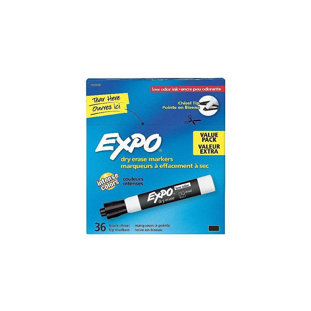 Expo LowOdour Dry Erase Markers, Chisel Tip, Black, 36/pack Delivery
