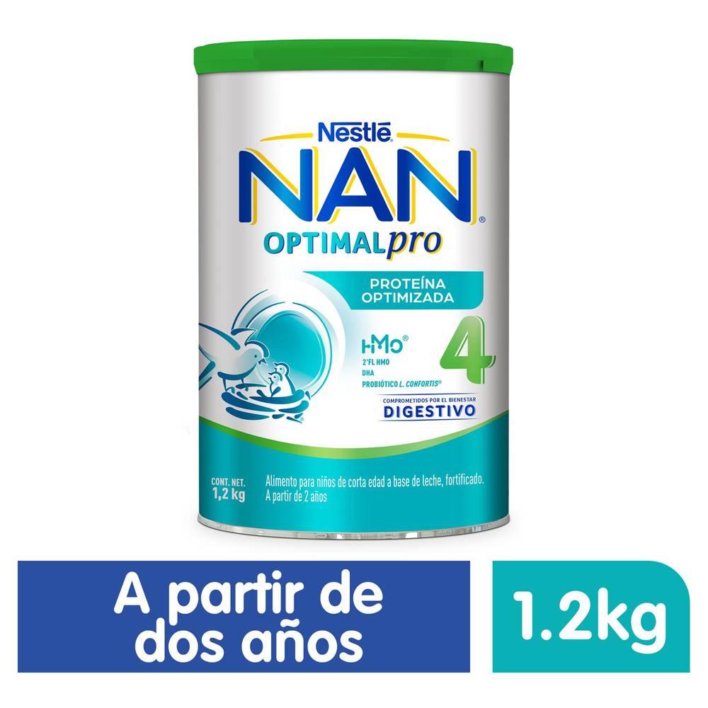 Nan alimento a base de leche optimal pro 4 (lata 1.2 kg)