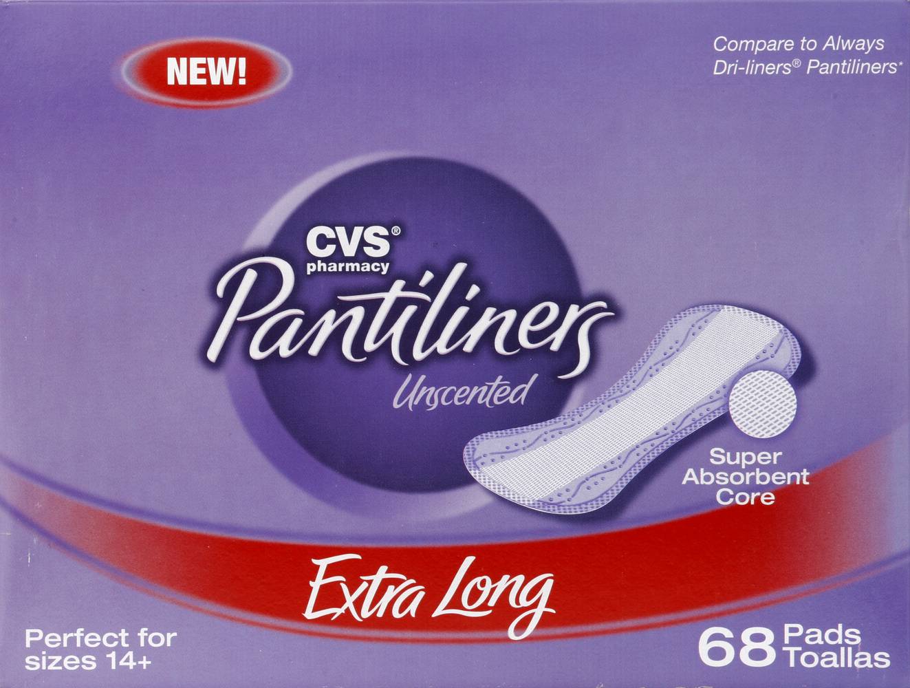 CVS Pharmacy Pantiliners, XL (68 ct)