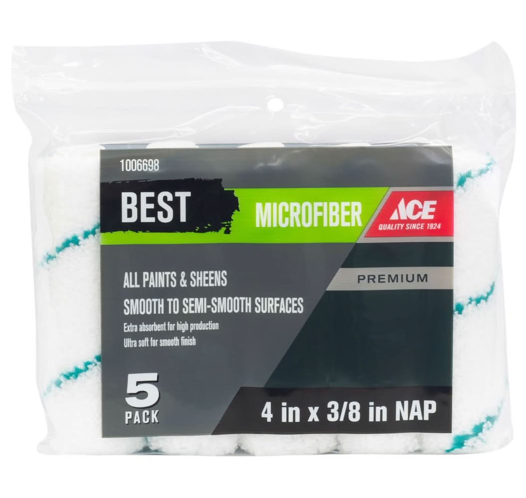 ACE Best Microfiber 4 In. W X 3/8 In. Mini Paint Roller Cover 5 Pk