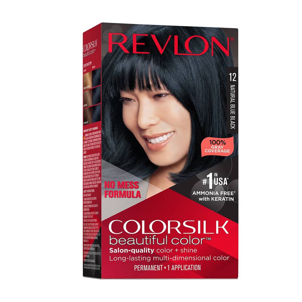 Revlon Colorsilk Beautiful Color Permanent Hair Color, 012 Natural Blue Black