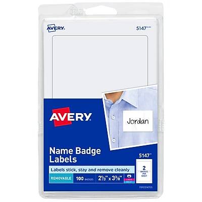Avery Removable White With Blue Border Name Tags & Badges (100 ct)