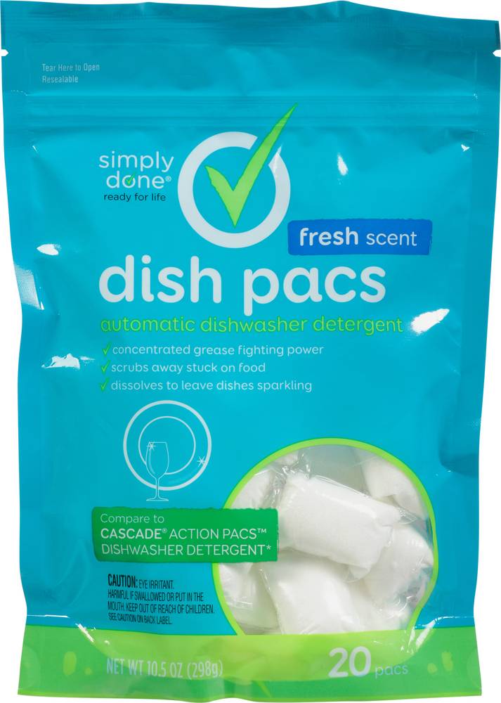 Simply Done Dishwasher Detergent Automatic Fresh Scent Dish Pacs (10.5 oz)