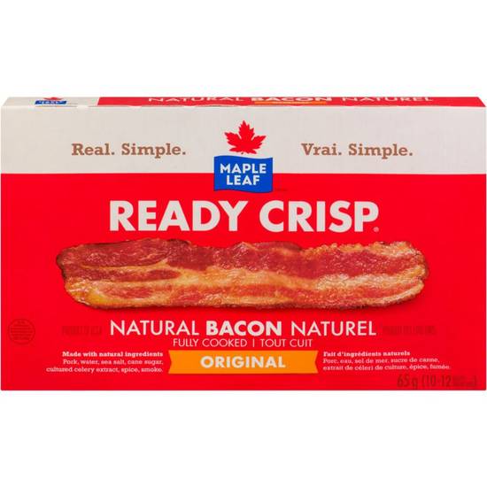 Maple Leaf Ready Crisp Fully Cooked Natural Bacon Slices (65 g)